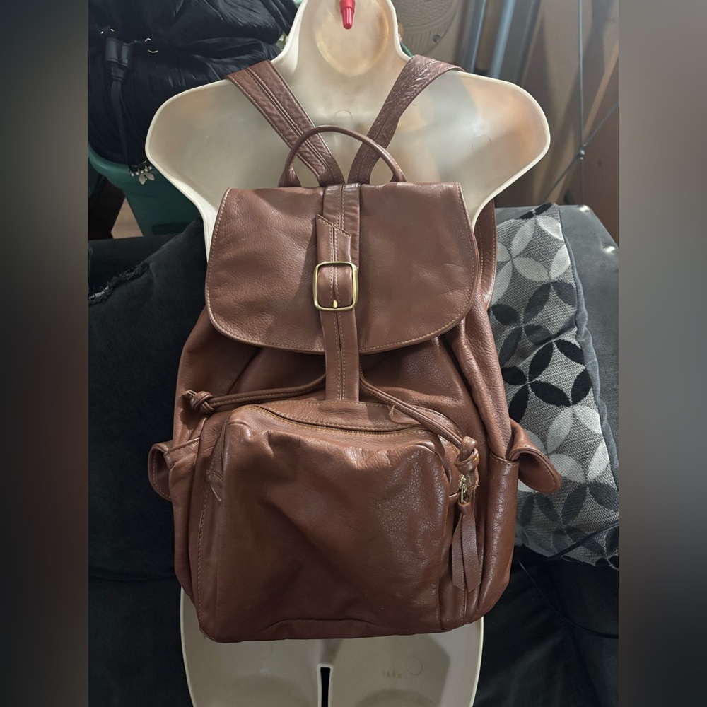 Vintage Brown Leather Backpack
